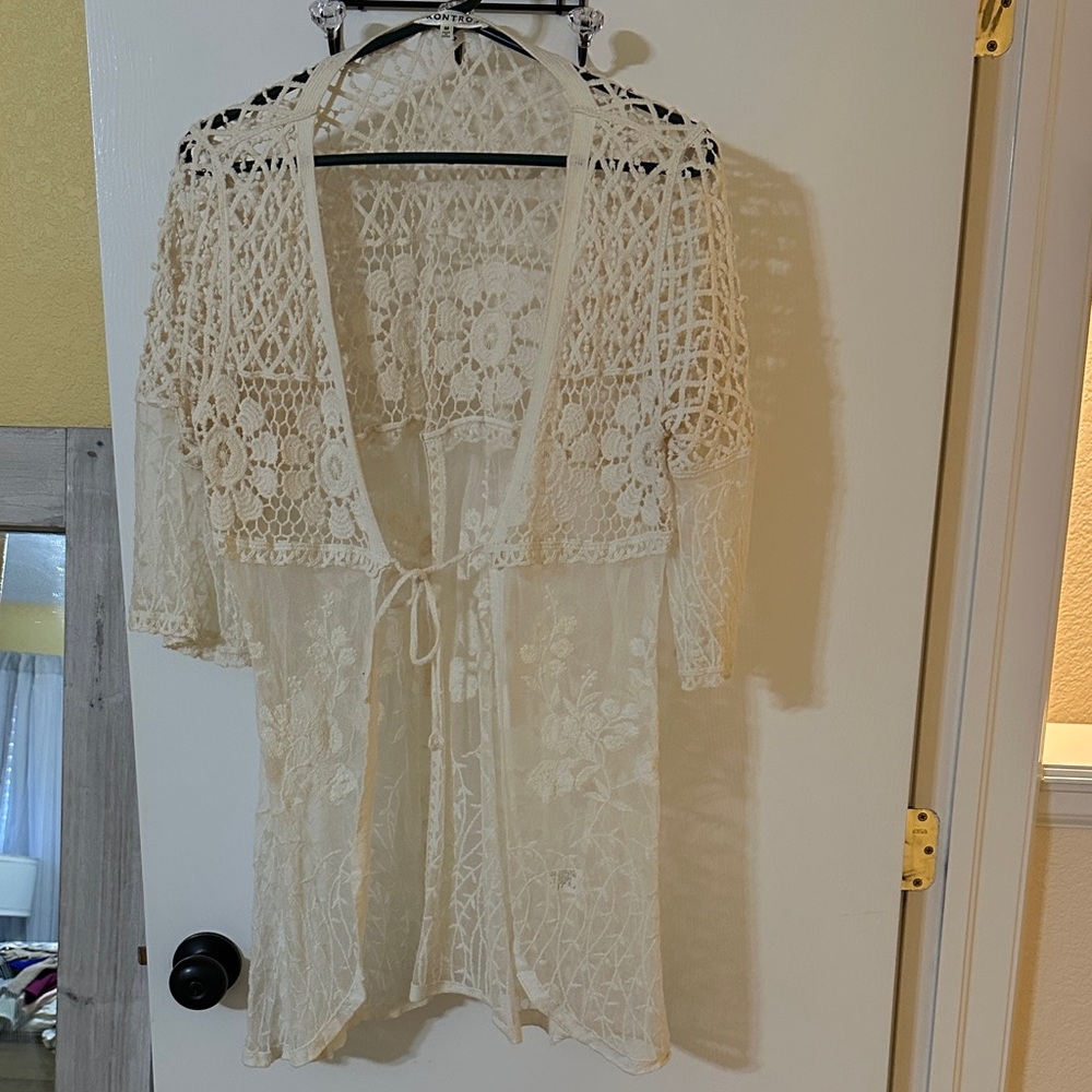 Elegant Cream Lace Women Top